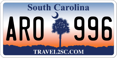 SC license plate ARO996