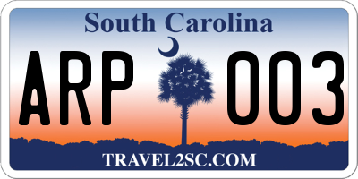 SC license plate ARP003