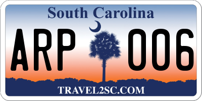 SC license plate ARP006