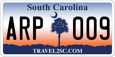 SC license plate ARP009