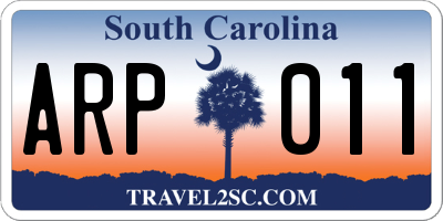 SC license plate ARP011