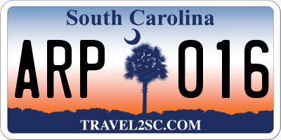 SC license plate ARP016