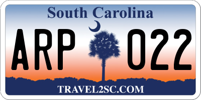 SC license plate ARP022