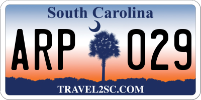 SC license plate ARP029