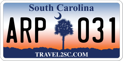 SC license plate ARP031