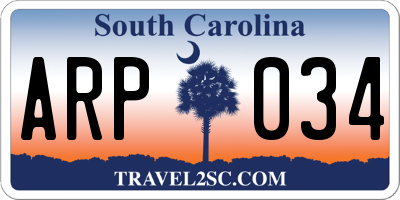 SC license plate ARP034