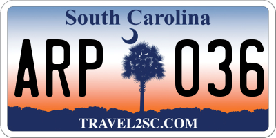 SC license plate ARP036