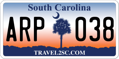 SC license plate ARP038