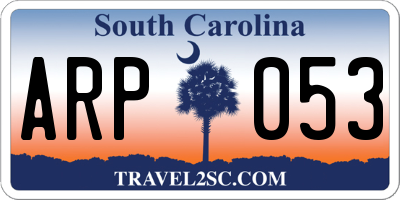 SC license plate ARP053