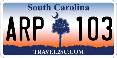 SC license plate ARP103