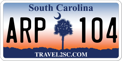 SC license plate ARP104