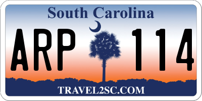 SC license plate ARP114