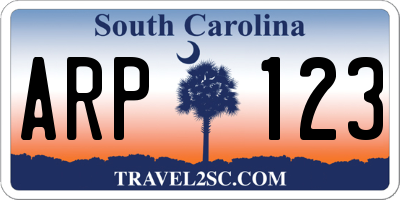 SC license plate ARP123
