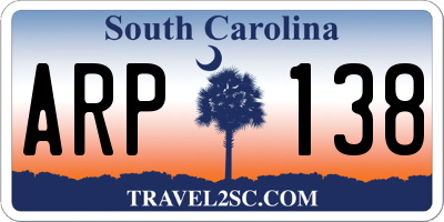 SC license plate ARP138