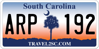 SC license plate ARP192