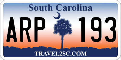 SC license plate ARP193