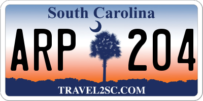 SC license plate ARP204