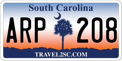 SC license plate ARP208