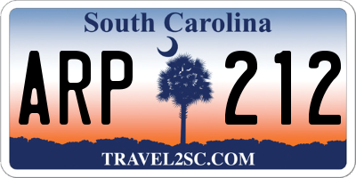 SC license plate ARP212