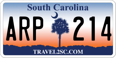 SC license plate ARP214