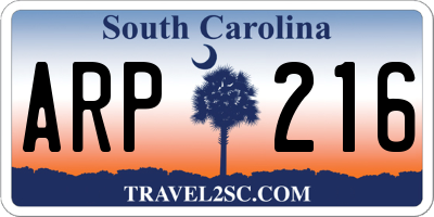 SC license plate ARP216