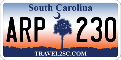 SC license plate ARP230