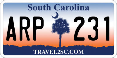 SC license plate ARP231