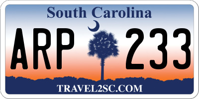 SC license plate ARP233