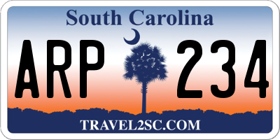 SC license plate ARP234