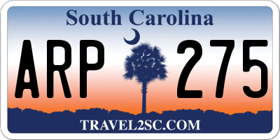 SC license plate ARP275