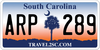 SC license plate ARP289