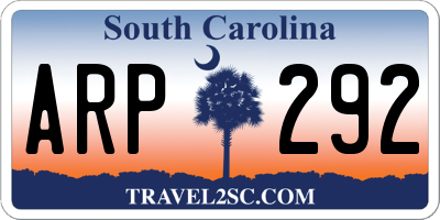 SC license plate ARP292