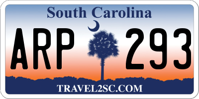 SC license plate ARP293
