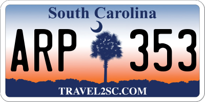 SC license plate ARP353