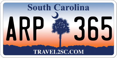 SC license plate ARP365