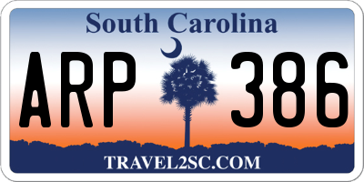 SC license plate ARP386
