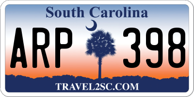 SC license plate ARP398