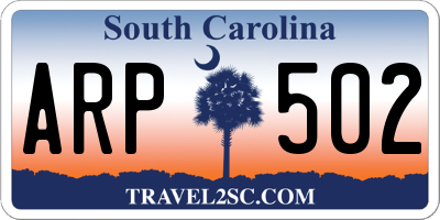 SC license plate ARP502