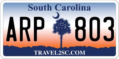 SC license plate ARP803