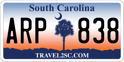 SC license plate ARP838