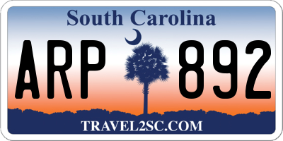SC license plate ARP892