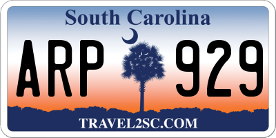 SC license plate ARP929