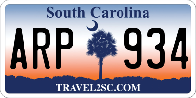 SC license plate ARP934
