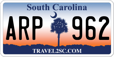 SC license plate ARP962