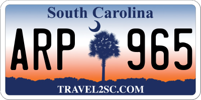 SC license plate ARP965