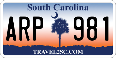SC license plate ARP981