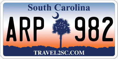 SC license plate ARP982