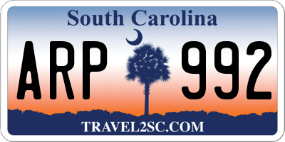 SC license plate ARP992