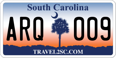 SC license plate ARQ009