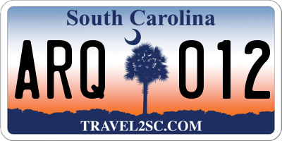 SC license plate ARQ012